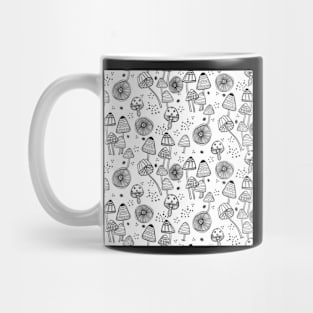 Black and White Mushroom Pattern Mug